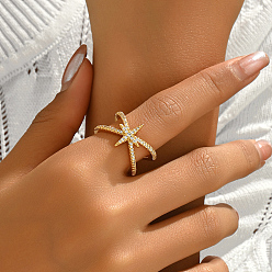 Звезда Манжеты из латуни с микро паве кубический цирконий для женщин, золотые, звезда, 12 мм, внутренний диаметр: 16мм~18мм