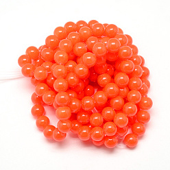 Tomato Baking Painted Crackle Glass Bead Strands, Round, Tomato, 4mm, Hole: 1.1~1.3mm, about 200pcs/strand, 31.4 inch