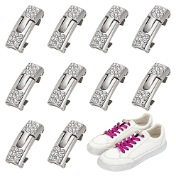 Платина 6 пары застежек-кнопок из цинкового сплава со стразами, платина, 27x10.5x7 мм