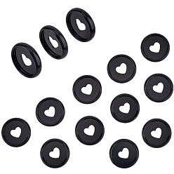 Черный 50 шт. плоские круглые сердечки из акрила с отрывными листами, круглые диски для папок-регистраторов, кольцо для переплета блокнота с грибовидным отверстием, расширительные диски для добавления дополнительных страниц, заметки или иллюстрации, чёрные, 24x4.8 мм