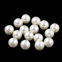 Seashell Color Eco-Friendly Plastic Imitation Pearl Beads, High Luster, Grade A, No Hole Beads, Round, Seashell Color, 6mm