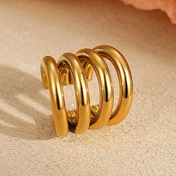 Золотой 304 серьги-манжеты из нержавеющей стали, многослойный с-образный, золотые, 17.5 мм