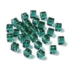 Dark Cyan Imitation Austrian Crystal Beads, Grade AAA, Faceted, Cube, Dark Cyan, 8x8x8mm(size within the error range of 0.5~1mm), Hole: 0.9~1.6mm