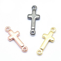 Mixed Color Brass Links connectors, Lead Free & Cadmium Free & Nickel Free, Sideways Cross, Mixed Color, 13.5x5x1.5mm, Hole: 0.8mm