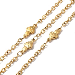 Золотой Ионное покрытие (ip) 304 грибовидные цепи из нержавеющей стали, с катушкой, пайки, золотые, 11.5x5.5x1.7 мм, 2.5x2x0.3 мм, около 32.81 футов (10 м) / рулон