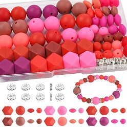 Красный Наборы для изготовления ювелирных изделий своими руками, включая силиконовые акцентные бусины и железные бусины-разделители со стразами, красные, 15 мм, отверстие : 2 мм, 6 цветов, 10 шт / цвет, 60 шт