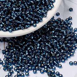 (RR1445) Окрашенный Голубой Циркон с Серебряной Подкладкой Миюки круглые бусины рокайль, японский бисер, 8/0, (rr 1445) окрашенный в серебристый синий циркон, 8/0, 3 мм, отверстие : 1 мм, Около 2111~2277 шт / 50 г