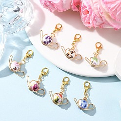 (52) Непрозрачная лаванда 7 шт. подвесные украшения из фарфора и керамики с цветочным принтом ручной работы, с цинковым сплавом застежками омаров коготь, чайник, разноцветные, 32 мм