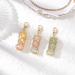 (52) Непрозрачная лаванда Круглый кулон из натурального селенита, с 304 прыжковыми кольцами из нержавеющей стали и застежками-клешнями, разноцветные, 46~47 мм