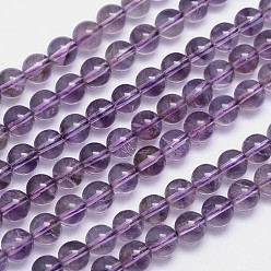 Amethyst Natural Amethyst Round Bead Strands, Grade A, 8mm, Hole: 1mm, about 51pcs/strand, 15.5 inch
