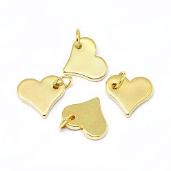 Real 18K Gold Plated Brass Charms, Heart, Real 18K Gold Plated, 10x11x1.5mm, Hole: 3.5mm