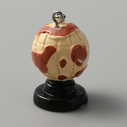 Globe Непрозрачные подвески смолы, с петлями из нержавеющей стали платинового цвета, другие, 29.5x18.5x18.5 мм, отверстие : 2 мм