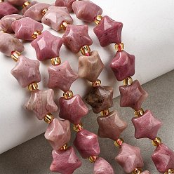 Родонит Природные родонит бисер нитей, звезда, с бисером, 10x10x6 мм, отверстие : 1 мм, около 36~37 шт / нитка, 14.76~14.96'' (37.5~38 см)