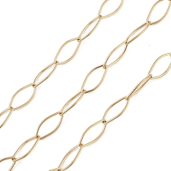 Golden 304 Stainless Steel Horse Eye Link Chains, Unwelded, with Spool, Golden, 16x7.5x1mm, about 32.81 Feet(10m)/Roll