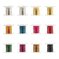 Mixed Color Round Copper Jewelry Wire, Mixed Color, 28 Gauge, 0.3mm, about 9 Feet(3 yards)/roll, 12 rolls/box