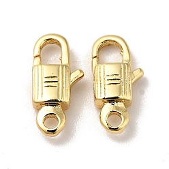 Настоящее золото 18K Карабин-лобстеры, латунные, без кадмия, без никеля и без свинца, реальный 18 k позолоченный, 10.5x5x2.5 мм, отверстие : 1.2 мм