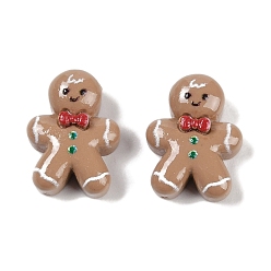 Gingerbread Man Рождественские кабошоны из непрозрачной смолы для декодирования, Колобок, 14x10.5x5 мм
