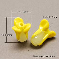 Желтый Бусины лэмпворк , растительный, желтые, 18~20x13~15x13~15 мм, отверстие : 2~3 мм