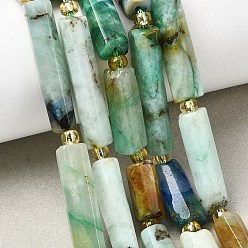 Хризоколла и Лазурит Натуральные бусы из хризоколлы и лазурита, колонка, с бисером, 14~30x6.5~7.5x6.5~7.5 мм, отверстие : 1 мм, около 13~15 шт / нитка, 15.87'' (40.3 см) ~ 16.06'' (40.8 см)