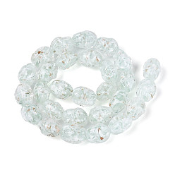 Лазурный Нити из бусин ручной работы в технике лэмпворк и блестящих бусинок, самородки, со цветком внутри , лазурный, 13.5~15x9~11.5x9~11.5 мм, отверстие : 1~1.4 мм, около 28 шт / нитка, 14.17~15.35'' (36~39 см)