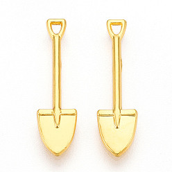 Настоящее золото 18K Подвески из сплава , лопата, без кадмия и без свинца, реальный 18 k позолоченный, 19.5x5x1.5 мм, отверстие : 1 мм