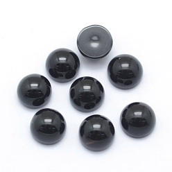 Black Agate Natural Dyed & Heated Black Agate Cabochons, Half Round, 6x3~3.5mm