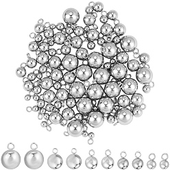 Couleur Acier Inoxydable 100 pcs 201 breloques en acier inoxydable, charme de balle, couleur inox, 6~12x3~8mm, Trou: 1.6~1.8mm, 20 pcs / style, 5 styles