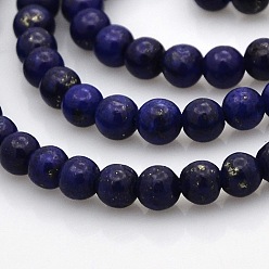 Lapis Lazuli Natural Lapis Lazuli Round Beads Strands, 4mm, Hole: 1mm, about 101pcs/strand, 15.7 inch