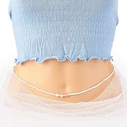 Белый Летние украшения талия из бисера, цепь тела, цепочка на живот из бисера, бикини украшения для женщины девушки, с натуральным культивированным пресноводным жемчугом, белые, 32.3 дюйм (82 см)