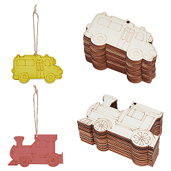 Античный Белый 40 шт. 2 стили незаконченные пустые деревянные подвески для автомобилей набор для рисования, пирография, домашнего декора, с джутовым шнуром, старинный белый, 55~60x95~100x2 мм, отверстие : 3~4 мм, 20 шт / стиль