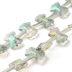 Темный Морско-зеленый Гальванические стеклянные бусины, с полным покрытием цвета радуги, граненые, бантом, темно-зеленый, 10x7x3.5 мм, отверстие : 0.9 мм, около 49~51 шт / нитка, 18.90~20.47 дюйм (48~52 см)