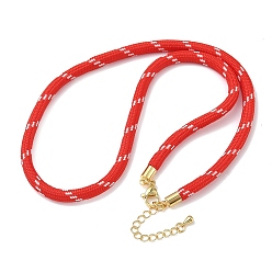 Red Ployester Core-Wrapped Round Cord Necklace Making, with Brass Finding, Golden, Red, 17.72x0.18 inch(45x0.45cm)