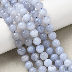 Синий Кружевый Агат Натуральный голубой кружевной агат бисер нитей, круглые, 8 мм, отверстие : 1 мм, около 51 шт / нитка, 15.55'' (39.5 см)