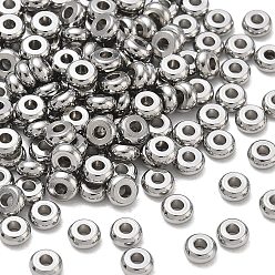 Stainless Steel Color 304 Stainless Spacer Beads, Rondelle, Stainless Steel Color, 4x1.8mm, Hole: 1.4mm, about 250pcs/bag
