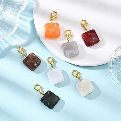 (52) Непрозрачная лаванда Квадратные акриловые подвесные украшения из искусственного камня, с карабин-лобстерами , разноцветные, 40.5 мм