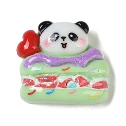 Бледно-Зеленый Тема десертов, непрозрачная смола, декодированные кабошоны, панда, бледно-зеленый, 17x19x7 мм