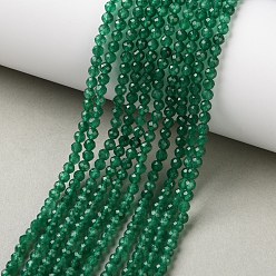 Verde Hilo de abalorios/cuentas de jade natural, teñido, facetados, rondo, verde, 3 mm, agujero: 0.7 mm, sobre 129 unidades / cadena, 15.28'' (38.8 cm)