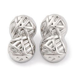 Нержавеющая Сталь Цвет Не тускнеют 304 серьги-гвоздики из нержавеющей стали, арахис, цвет нержавеющей стали, 22x12.5 мм