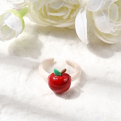 Яблоко Латунные эмалевые манжеты для женщин, яблоко, регулируемый, 13.5x12 мм