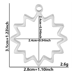 Цветок Подвески из нержавеющей стали с открытой задней частью и не тускнеющим покрытием, для diy уф смолы, эпоксидная смола, Прессованные цветочные украшения, цвет нержавеющей стали, цветок, 31x28x3 мм, отверстие : 2.2 мм