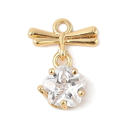 Настоящее золото 18K Латунные микро проложить кубического циркония подвески, без кадмия, без никеля и без свинца, , реальный 18 k позолоченный, 13.5x10x4 мм, отверстие : 1.4 мм