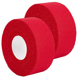 Красный 2 рулоны хлопковых подкладок, предварительно обернутая спортивная лента для спортивных локтей коленей лодыжек, велосипедная ручка, ракетка, красные, 25x0.2 мм, около 9.14 м / рулон