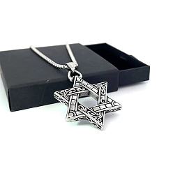 Нержавеющая Сталь Цвет Двусторонний кулон Star David из нержавеющей стали в стиле хип-хоп для мужчин и женщин.