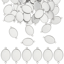 Нержавеющая Сталь Цвет 50 шт. 304 Настройки для коннектора кабошона из нержавеющей стали, чашки безель с краями, овальные, цвет нержавеющей стали, лоток : 18.5x13.5 мм, 24.5x14x1.5 мм, отверстие : 2 мм