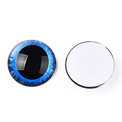 Verdeck blau Glas cabochons, halbrund mit Auge, Verdeck blau, 20x6.5 mm