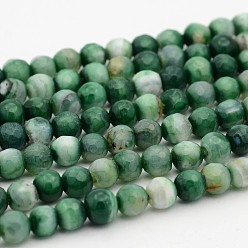 Grün Natürliche Achat runde Perle Stränge, facettiert, gefärbt, grün, 6 mm, Bohrung: 1 mm, ca. 64 Stk. / Strang, 15.7 Zoll