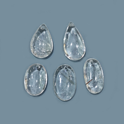Хрусталь Природного кварца хрустальных подвесок, подвески из горного хрусталя, разнообразные, 36~52x21~24.5x5.5~10.5 мм, отверстие : 1.8 мм