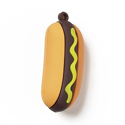 Farbig PVC-Kunststoff-Anhänger, Imitation Lebensmittel, Hotdog, Farbig, 56x23x24 mm, Bohrung: 3 mm