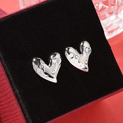 Кристалл 304 из нержавеющей стали серьги, со стразами, сердце, кристалл, 13x13 мм