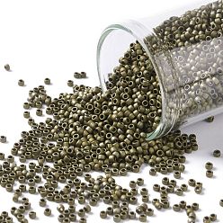 (223F) Opaque Frosted Antique Bronze Toho perles de rocaille rondes, perles de rocaille japonais, (223 f) bronze antique givré opaque, 15/0, 1.5mm, Trou: 0.7mm, environ 135000 pcs / livre